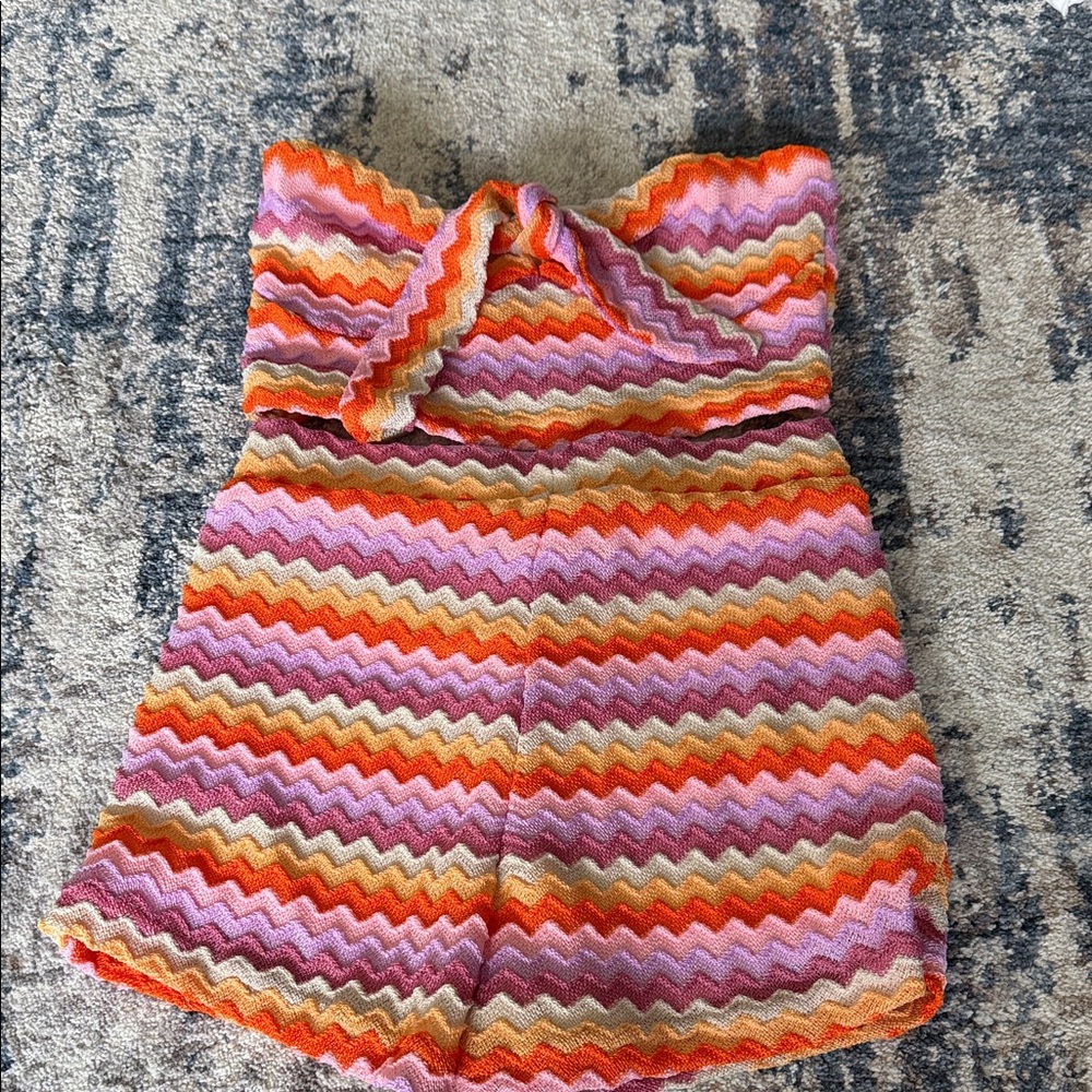 SHEIN Multicolor Zigzag Cropped Jumpsuit